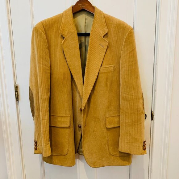 Garrison Park Men's 44 R Vintage Tan Brown Corduroy Blazer W/ Elbow Patches - Picture 13 of 16